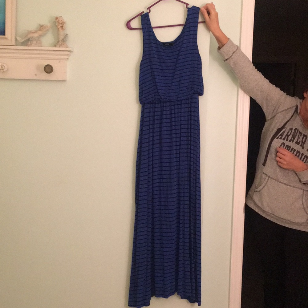 Blue and Black Striped Maxi Dress